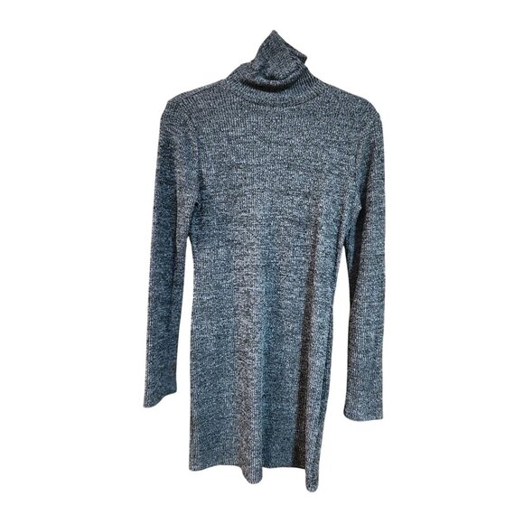 So Gray Ribbed Knit Long Sleeve Turtleneck Sweater Dress Womens Size M - Picture 1 of 3